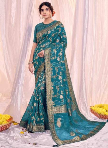 Blue Colour Rajastha Mahotsav New Latest Designer Ethnic Wear Tissue Silk Printed Saree Collection 42518